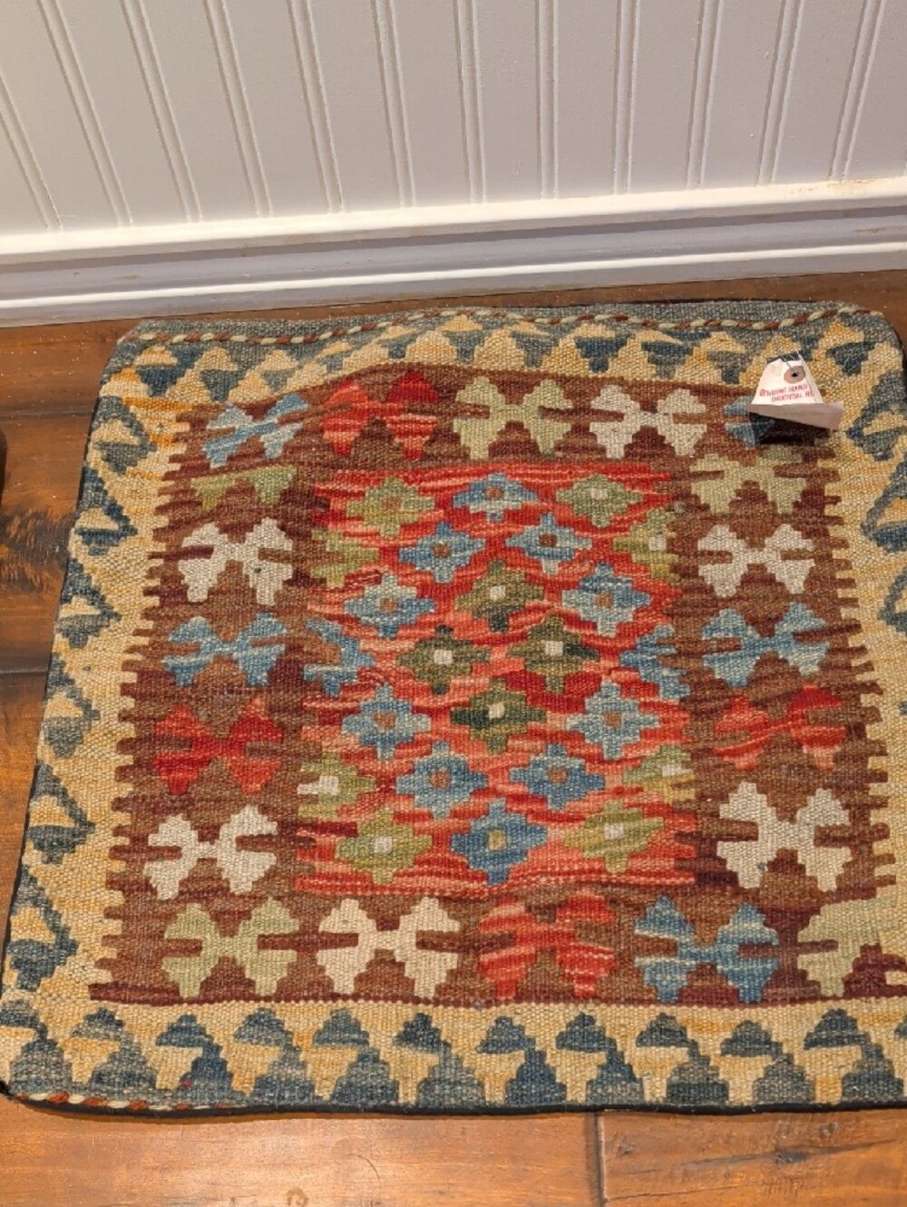 Handwoven In Pakistan Oriental Accent Pillow Covers in Rust, Blue, and Cream - Picture 11 of 16
